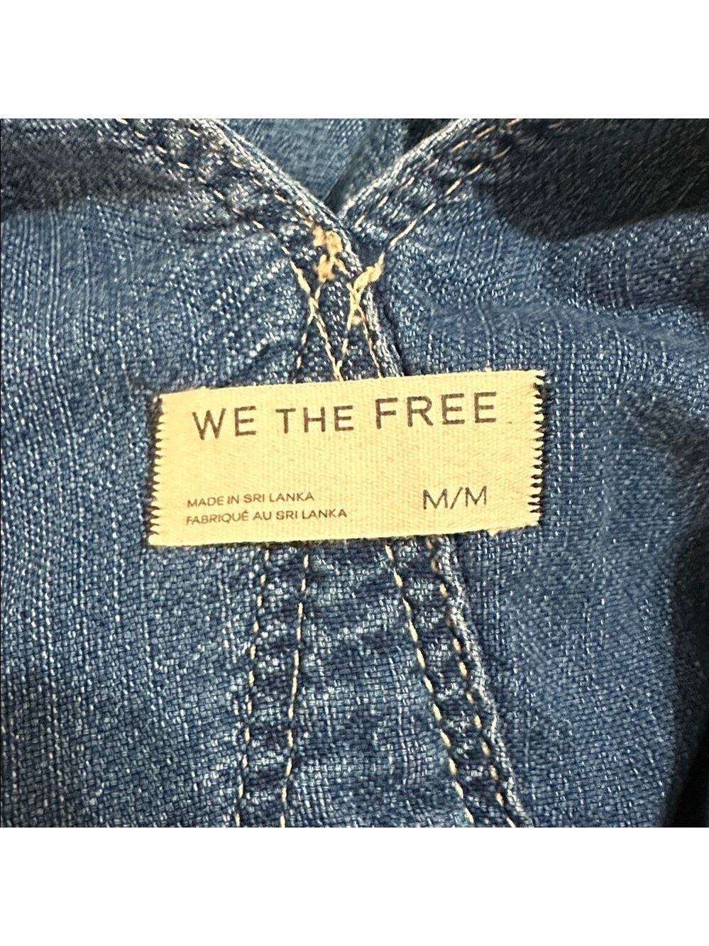 FREE PEOPLE SOFT BLUE DENIM OVERALLS ZIP FRONT SNAP CLOSURE WIDE LEG SIZE MEDIUM - Picture 13 of 14